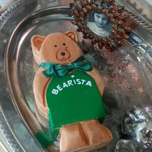 Rare STARBUCKS Green Ribboned & Aproned BEARISTA Wooden Box